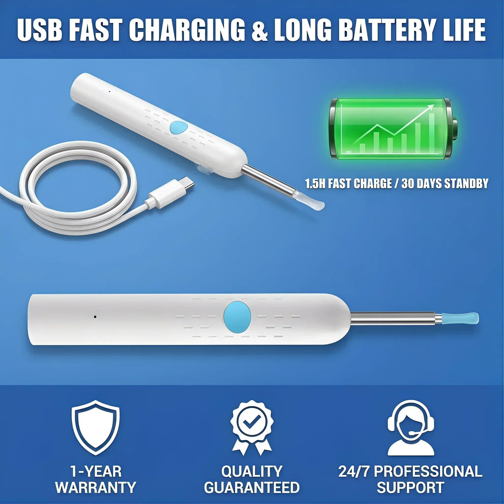 Wireless Visual Ear Cleaner with Camera Safe Ear Wax Removal Otoscope Kit with LED Light Silicone Tip Ear Cleaning Tool for Ho