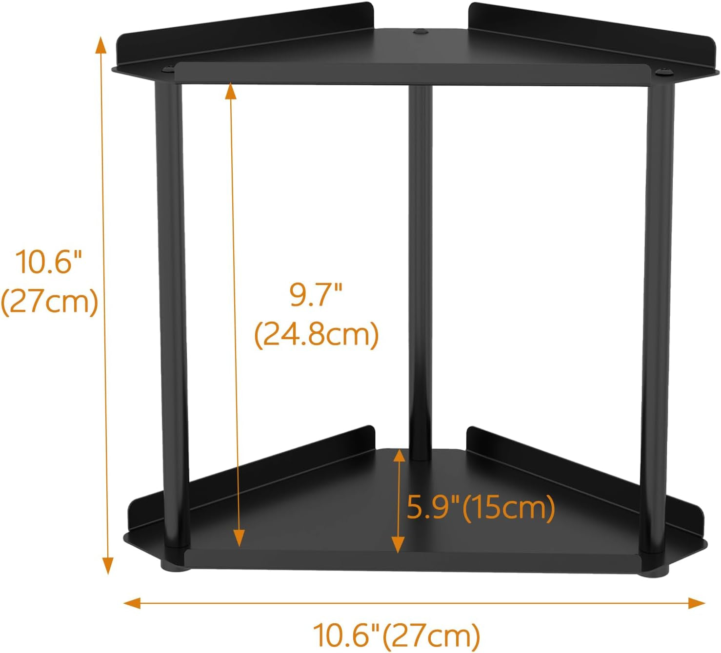 2 Tier Bathroom Corner Shelf Counter Organizer, Metal Vanity Trays Skincare Makeup Organiser Shelf Countertop Storage Rack Stand for Bathroom Dresser Kitchen Bedroom, Black