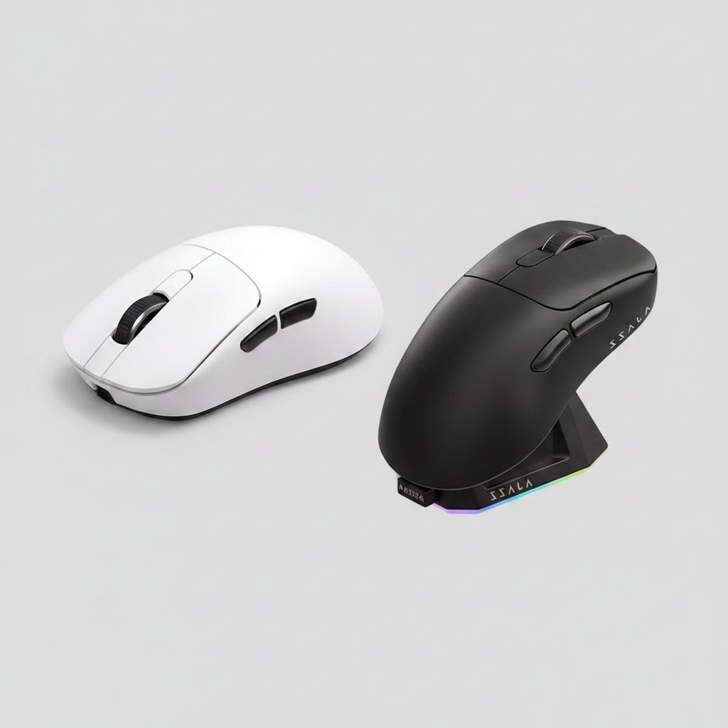 AJ179 PRO PAW3395 Lightweight Wired Wireless Mouse with Magnetic Charging Base Ergonomic Macro Gaming Mouse for PC Laptop