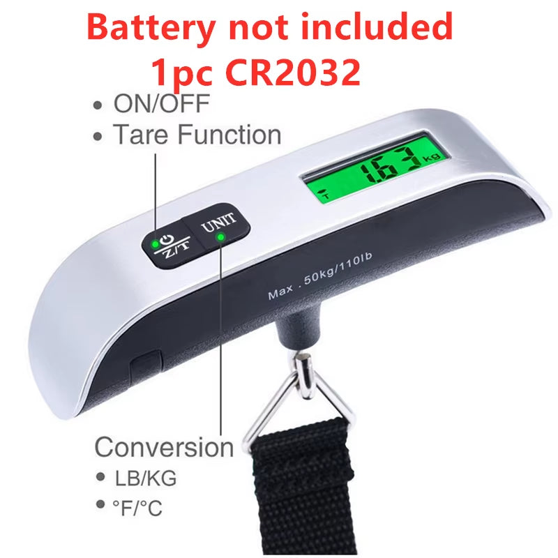 Portable Scale Digital LCD Display 110Lb/50Kg Electronic Luggage Hanging Suitcase Travel Weighs Baggage Bag Weight Balance Tools