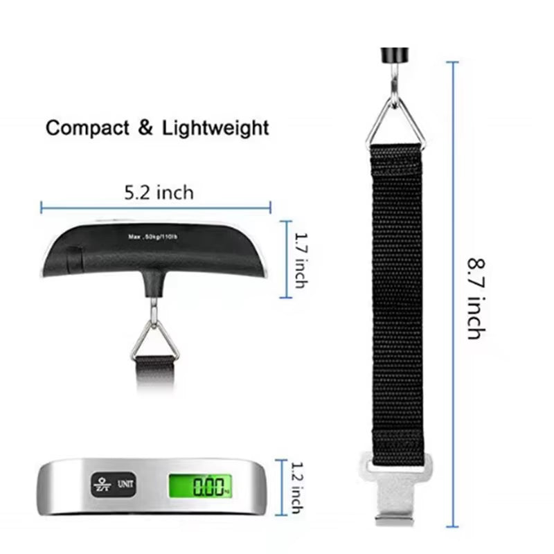 Portable Scale Digital LCD Display 110Lb/50Kg Electronic Luggage Hanging Suitcase Travel Weighs Baggage Bag Weight Balance Tools