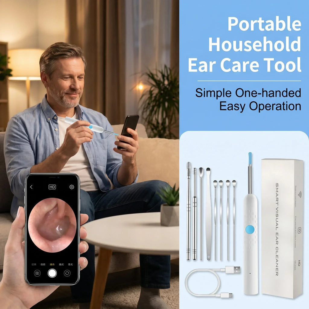 Wireless Visual Ear Cleaner with Camera Safe Ear Wax Removal Otoscope Kit with LED Light Silicone Tip Ear Cleaning Tool for Ho