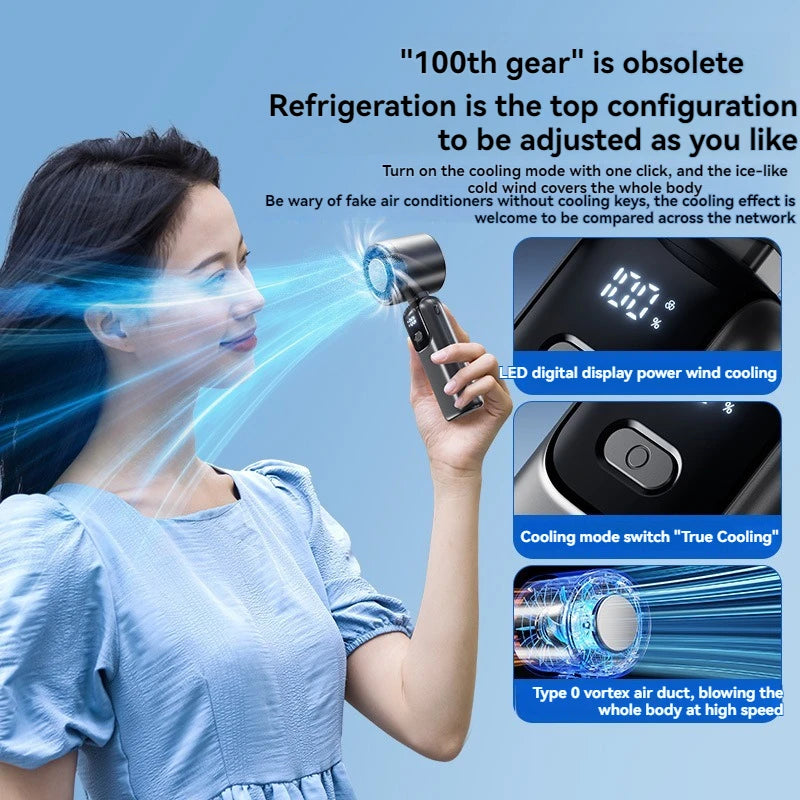 4000Mah Hanging Ice Pack Handheld High-Speed Fan Folding 100 Speed Infinitely Adjustable Fan Portable for Outdoor Neck